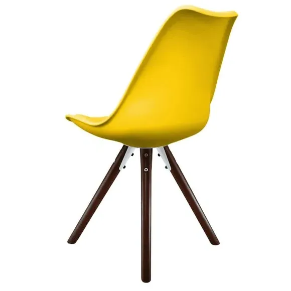 Dining Chair with Pyramid Legs - Yellow, Plastic
