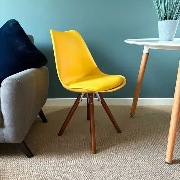 Dining Chair with Pyramid Legs - Yellow, Plastic