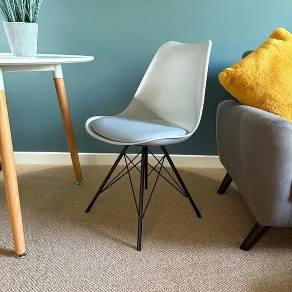 Dining Chair with Removable Pad - Light Grey, Plastic