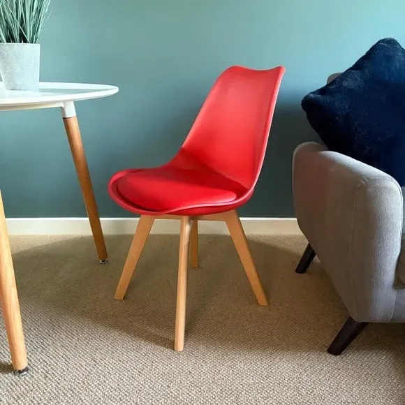 Dining Chair with Removable Pad - Red, Plastic