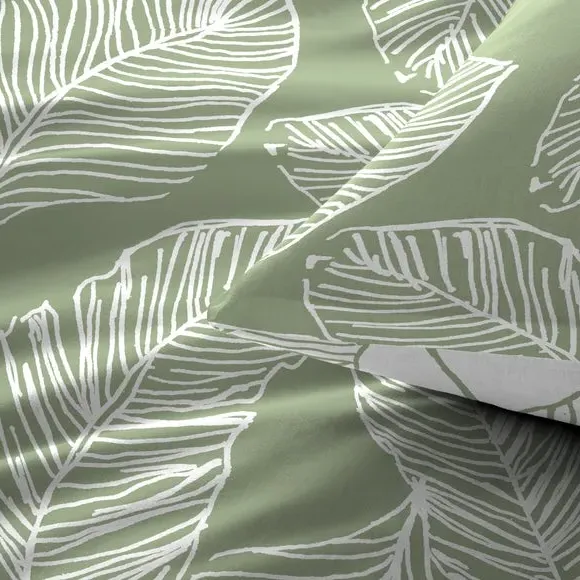 Reversible Duvet Cover Set - Green, Polycotton