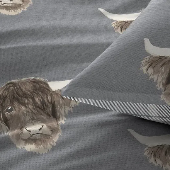 Reversible Duvet Cover Set - Grey, Polycotton
