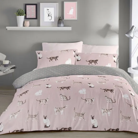 Reversible Duvet Cover Set - Pink, Polycotton image