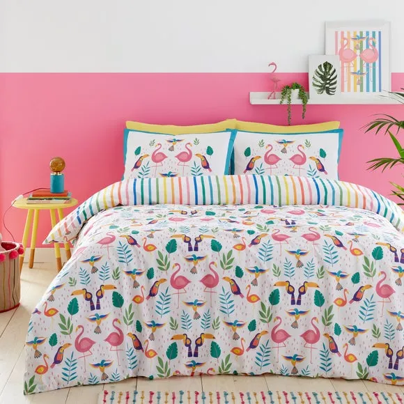 Reversible Duvet Cover Set - Pink, Polycotton image