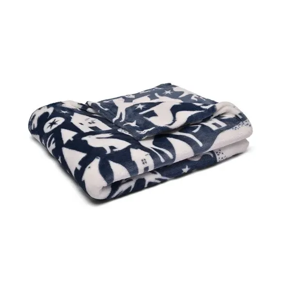 Scandi Animals Throw Blanket - Navy, Fleece image
