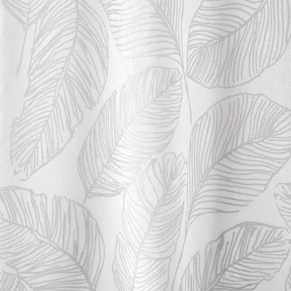Slot Top Voile Panel with Leaf Print - Grey
