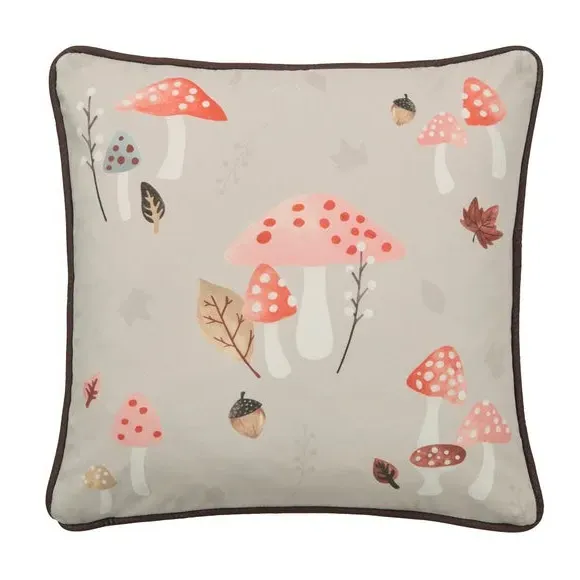 Square Cushion with Forest Design - Chocolate, Velvet