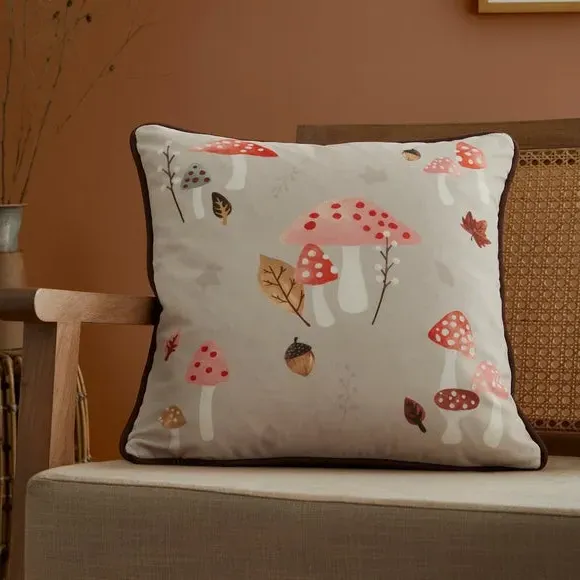 Square Cushion with Forest Design - Chocolate, Velvet image