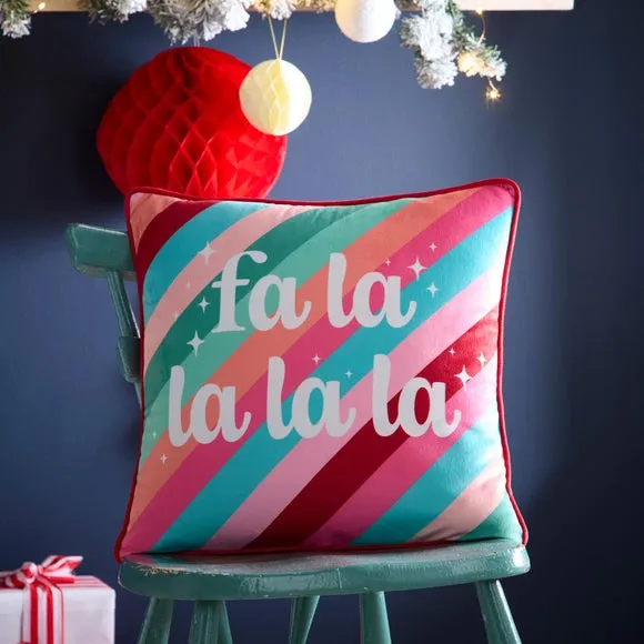 Square Cushion with Piped Edge - Multicolor, Velvet