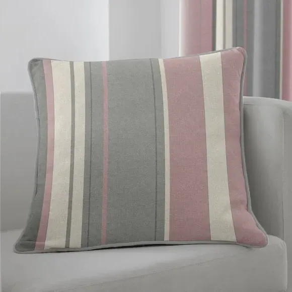 Striped Cushion with Piped Edge - Blush, Cotton