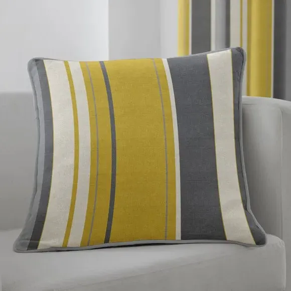 Striped Cushion with Piped Edge - Ochre, Cotton