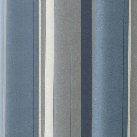 Striped Eyelet Curtains - Blue, Cotton