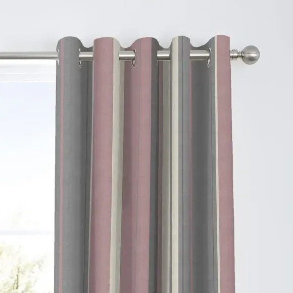 Striped Eyelet Curtains - Blush, Cotton