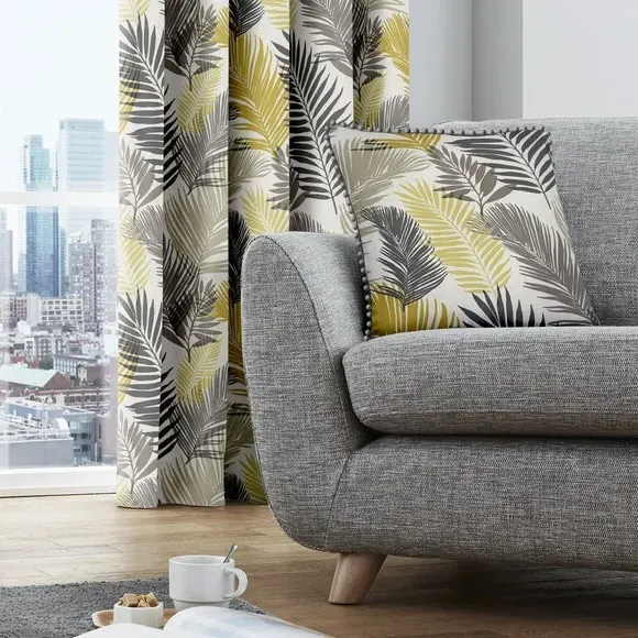 Tropical Cushion with Zip Opening - Ochre, Cotton