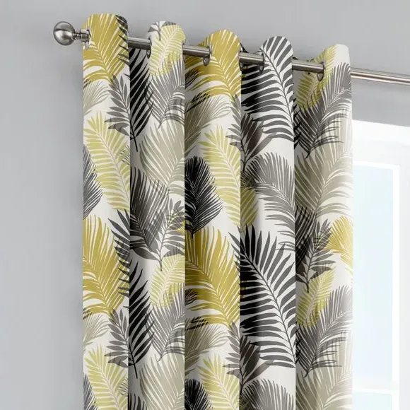 Tropical Eyelet Curtains - Ochre, Polyester image