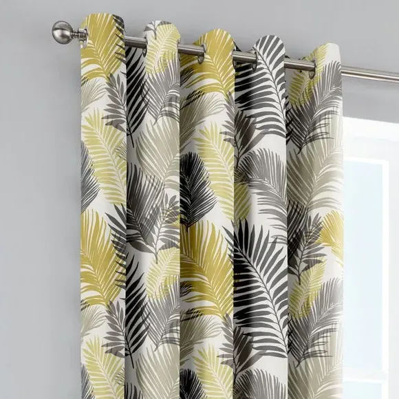 Tropical Eyelet Curtains - Ochre, Polyester