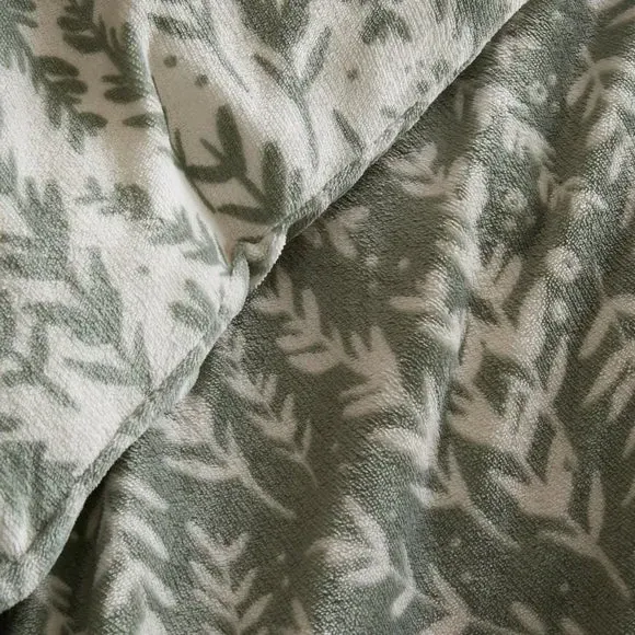 Winter Foliage Duvet Cover Set - Green, Fleece