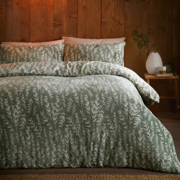 Winter Foliage Duvet Cover Set - Green, Fleece