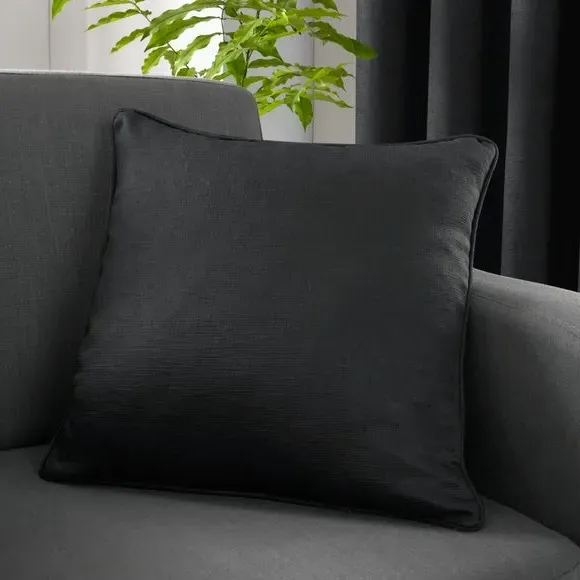 Woven Cushion with Removable Cover - Black
