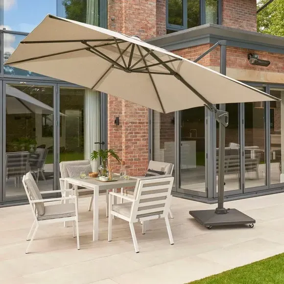 3m Tilt Parasol with LED Light - Dark Grey