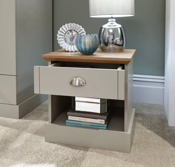 1 Drawer Bedside Table with Storage - Grey