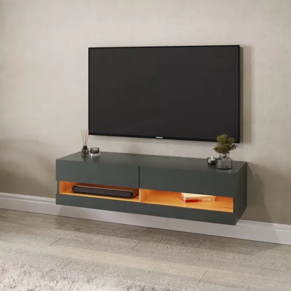 120cm Floating TV Unit with LEDs - Anthracite image