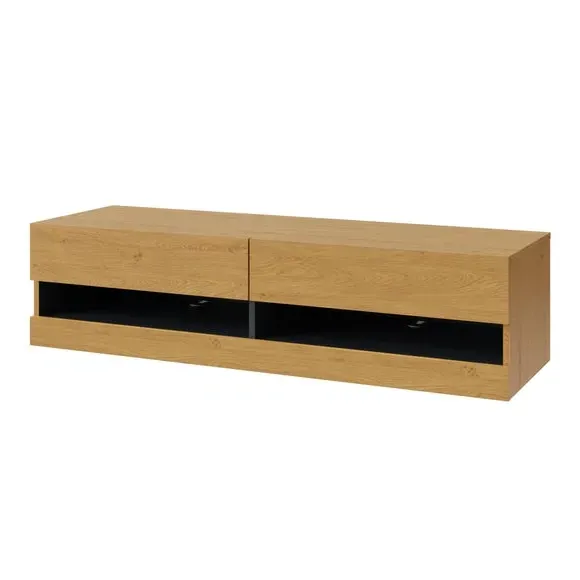 120cm Floating TV Unit with LEDs - Light Wood
