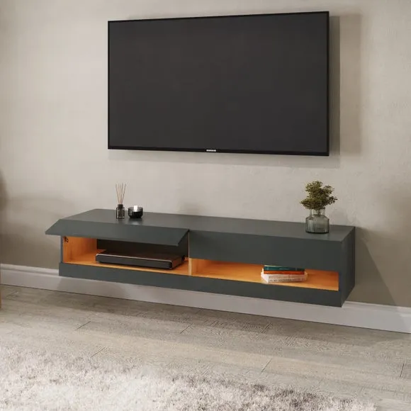 150cm Floating TV Unit with LEDs - Anthracite