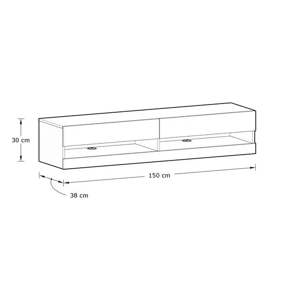 150cm Floating TV Unit with LEDs - Anthracite