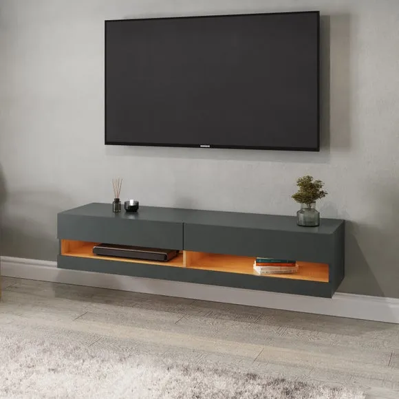 150cm Floating TV Unit with LEDs - Anthracite image