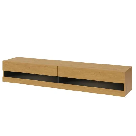 180cm Floating TV Unit with LEDs - Light Oak