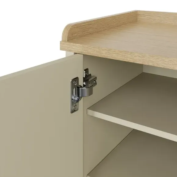 2-Door Storage Bench with Shelving - Cream