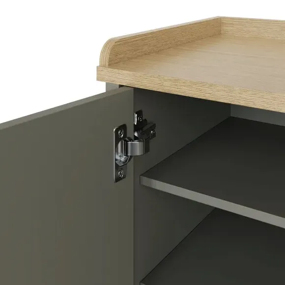 2-Door Storage Bench with Shelving - Grey