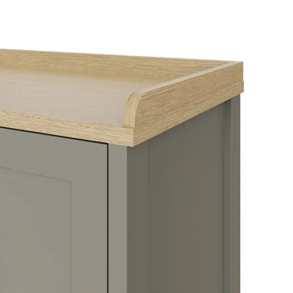 2-Door Storage Bench with Shelving - Grey