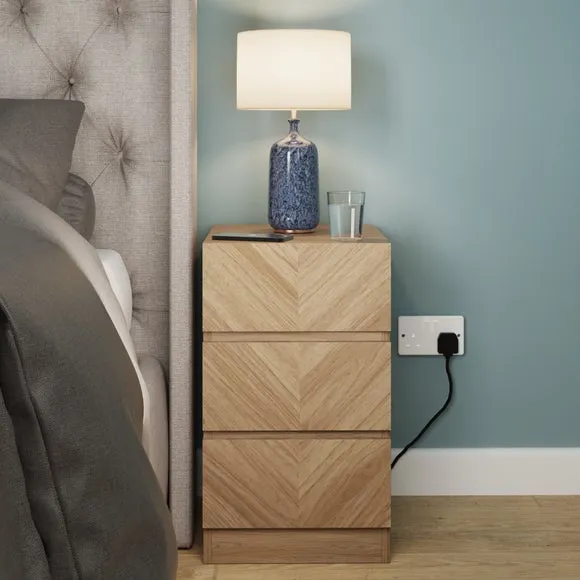 3-Drawer Bedside Table - Oak, Wood Effect image