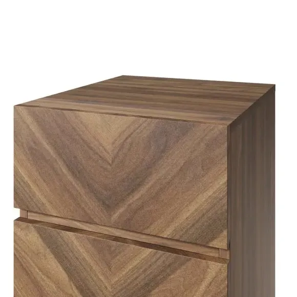 3-Drawer Bedside Table - Walnut, Wood Effect