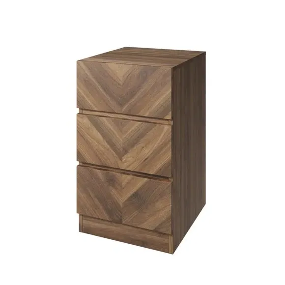 3-Drawer Bedside Table - Walnut, Wood Effect