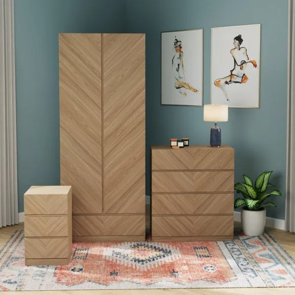 3-Piece Bedroom Furniture Set - Oak, Wood image