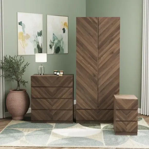 3-Piece Bedroom Furniture Set - Walnut, Wood
