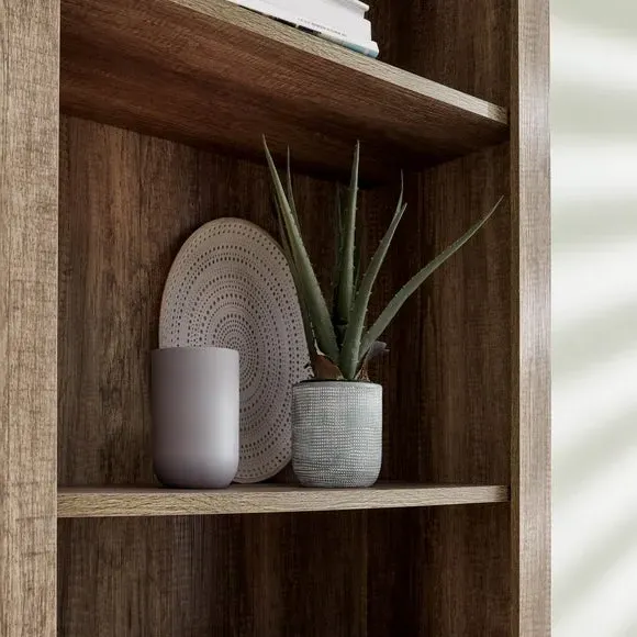 3-Shelf Bookcase with Drawers - Natural, Oak