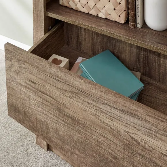 3-Shelf Bookcase with Drawers - Natural, Oak