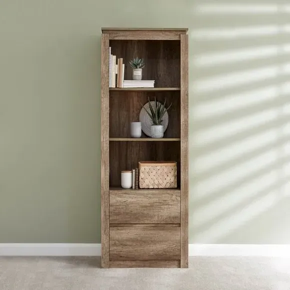 3-Shelf Bookcase with Drawers - Natural, Oak image