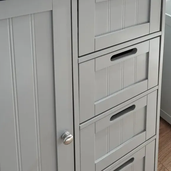 4-Drawer Bathroom Unit with Door - Grey