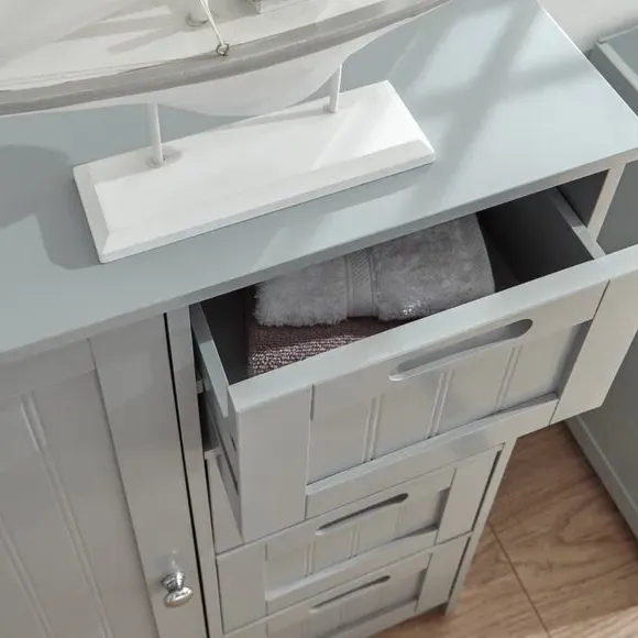 4-Drawer Bathroom Unit with Door - Grey