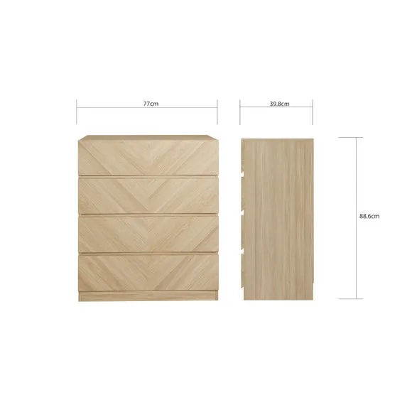 4-Drawer Chest with Parquet Front - Oak