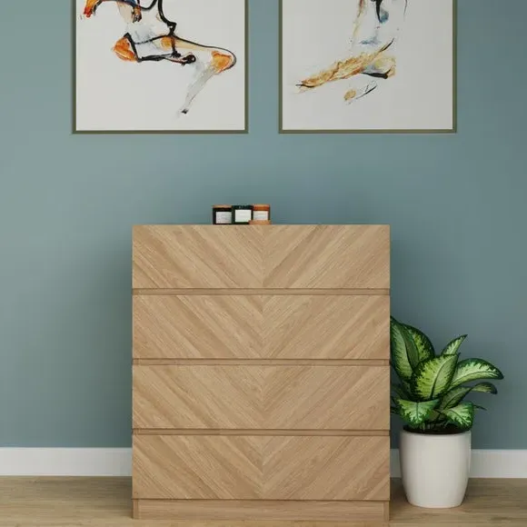 4-Drawer Chest with Parquet Front - Oak image