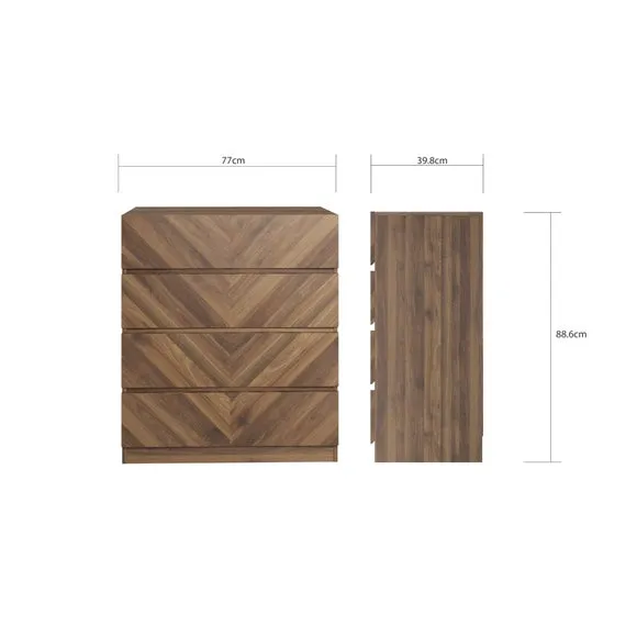 4-Drawer Chest with Parquet Front - Walnut