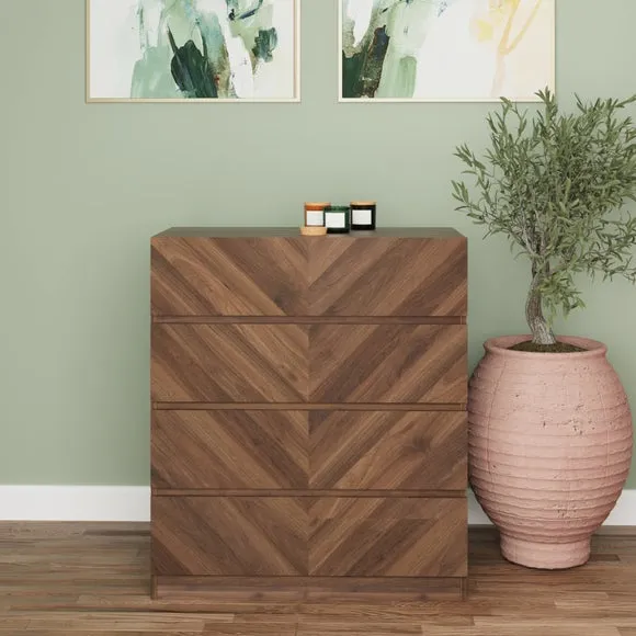 4-Drawer Chest with Parquet Front - Walnut