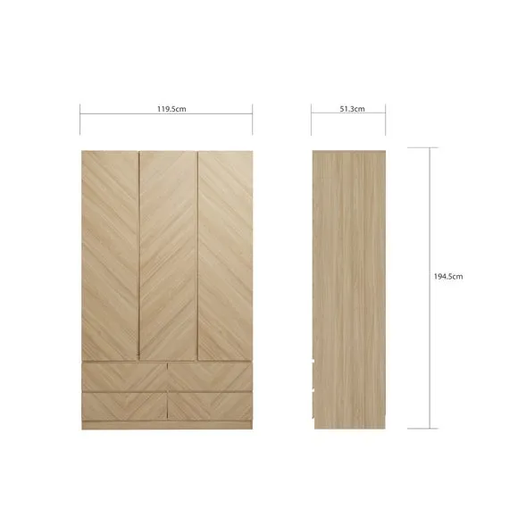 4-Piece Bedroom Set with Storage - Oak