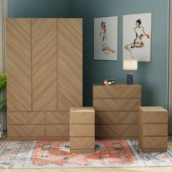 4-Piece Bedroom Set with Storage - Oak image